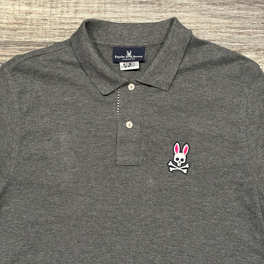 Psycho Bunny Charcoal Long Sleeve Polo Shirt